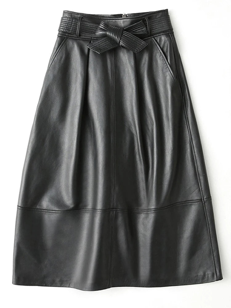 High Waist Leather Skirt