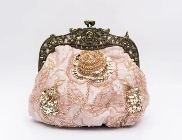 Vintage Beaded Diamond Sequined Clutch Hand Bag