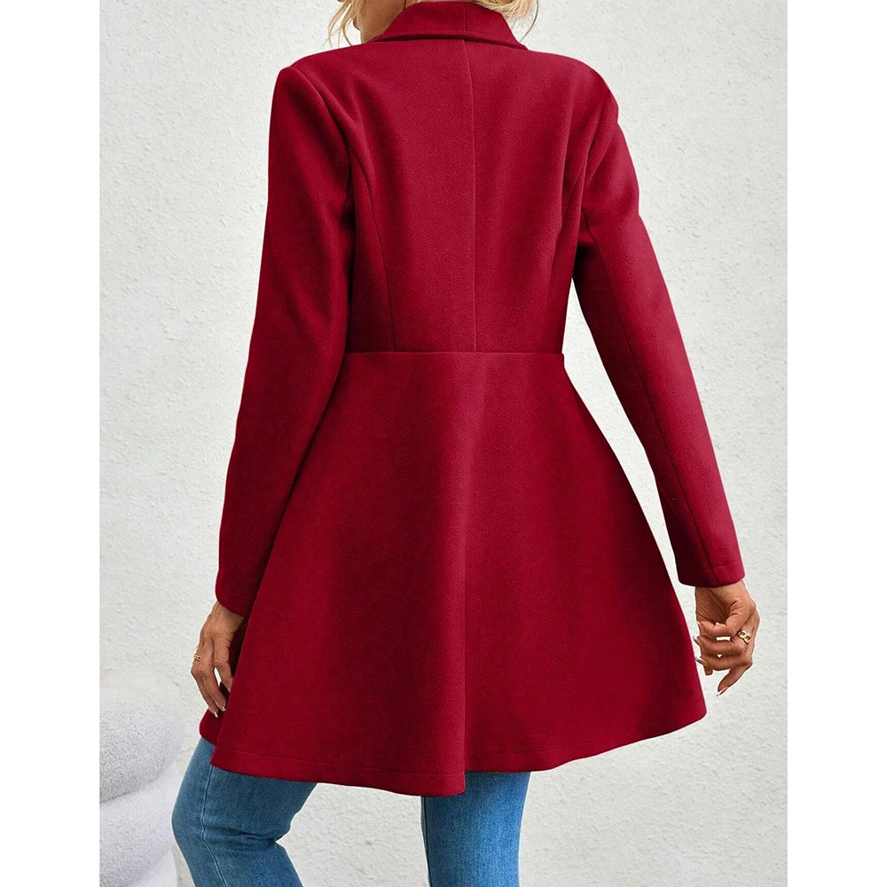 Winter Solid Color Long Sleeve Lapel Button-Up Work Coats