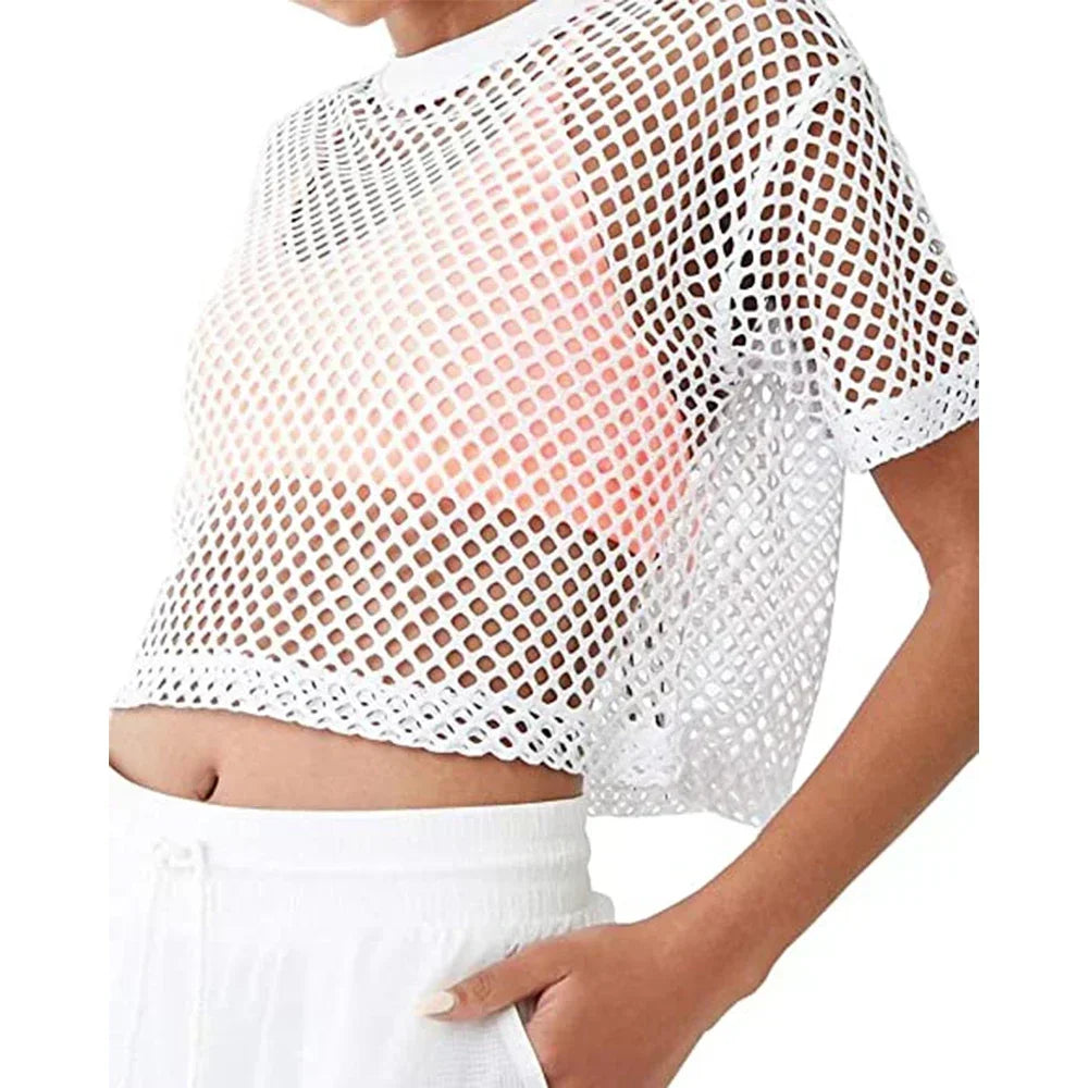 Fishnet Transparent Crop Tops