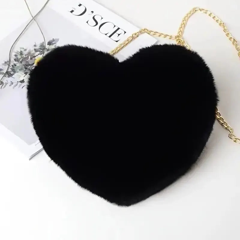 Heart Shaped Fluffy Shoulder Bag