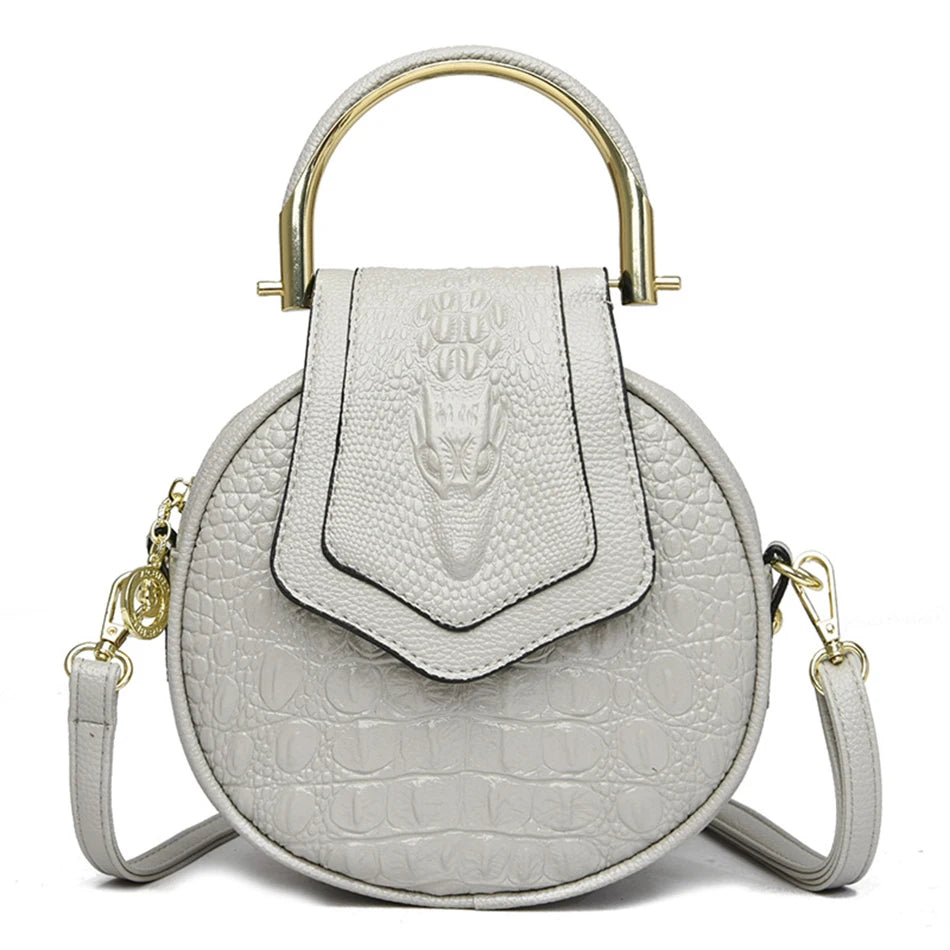 Luxury Designer Circle Crocodile  Leather Ladies Handbags