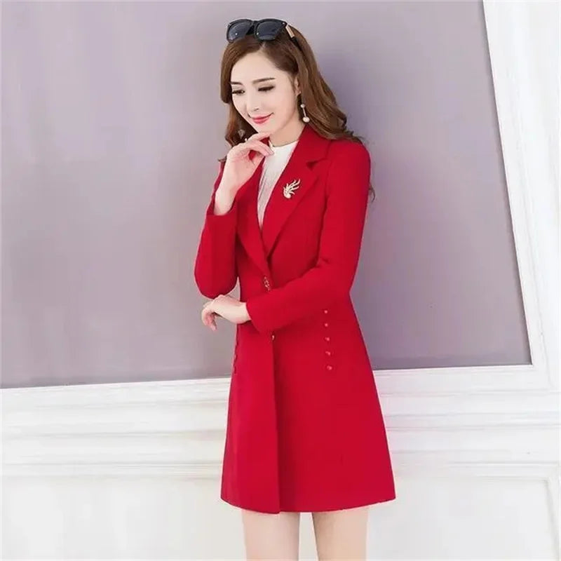 Winter New Suit Collar Trench Coat Woolen Jackets trendy