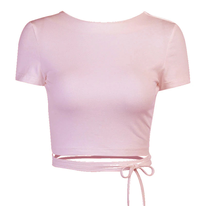 Crop Tops Cute Round Neck