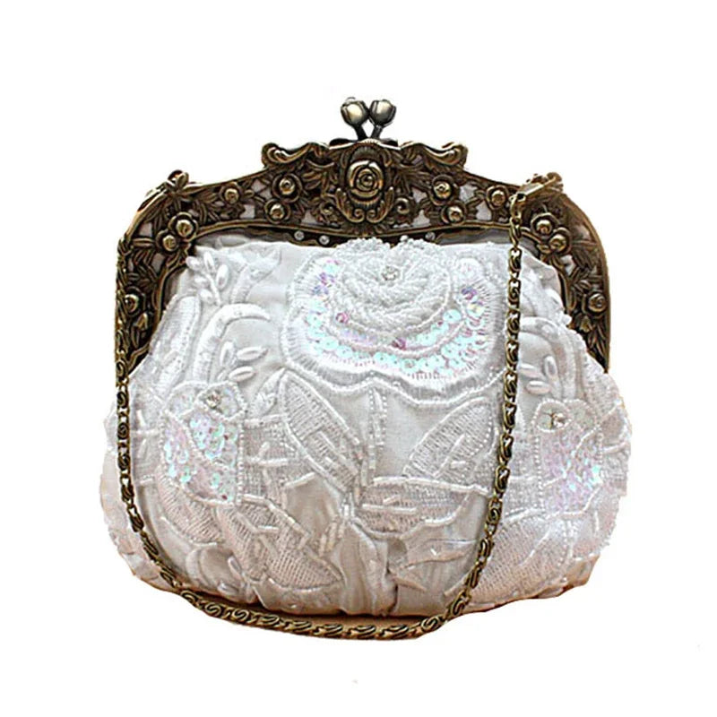 Vintage Beaded Diamond Sequined Clutch Hand Bag