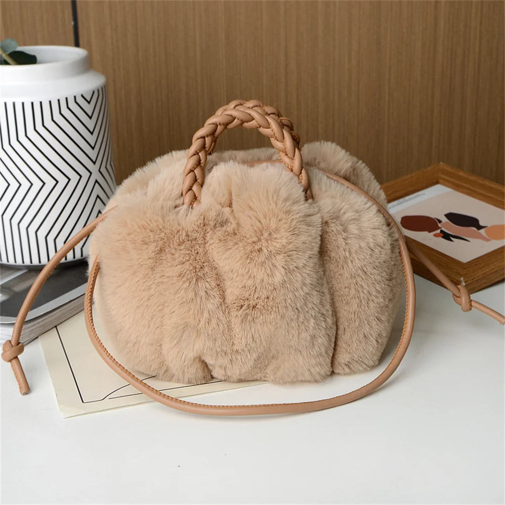 Winter Fashion Solid Color Handbag Travel Shoulder Bags