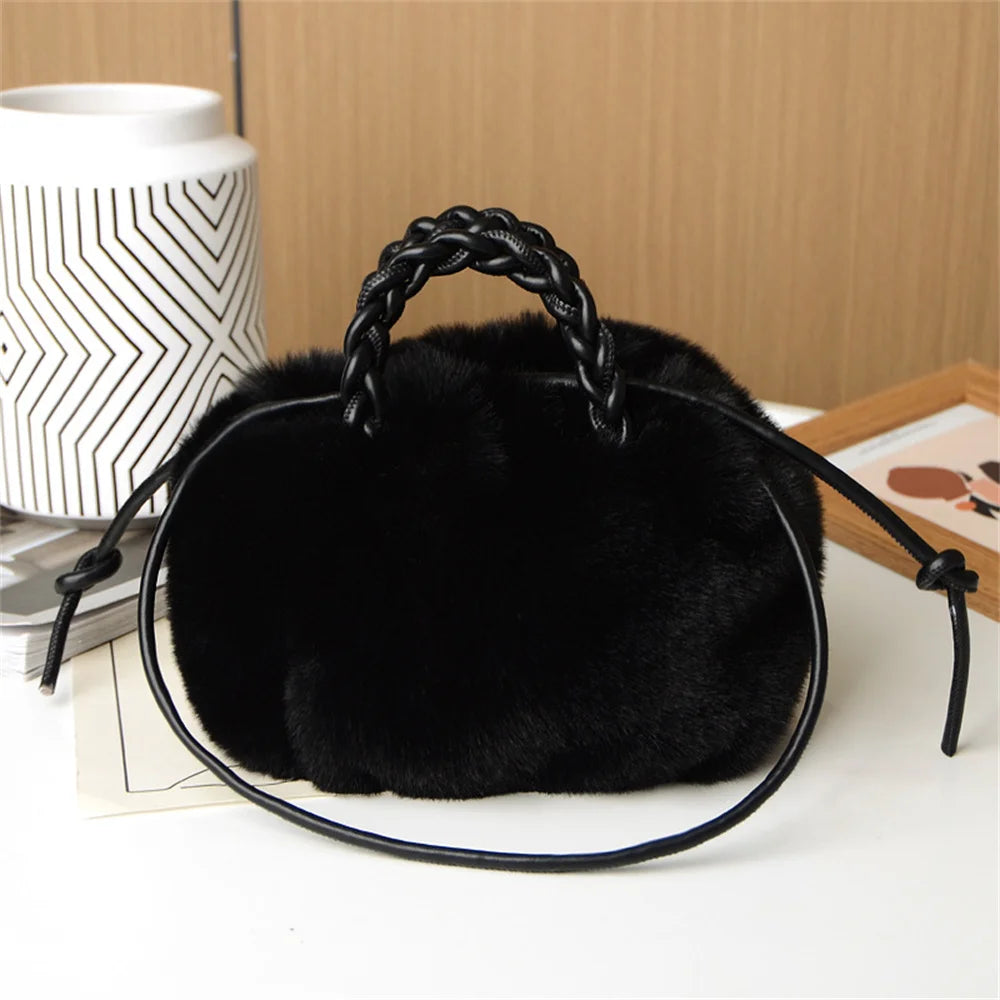 Winter Fashion Solid Color Handbag Travel Shoulder Bags