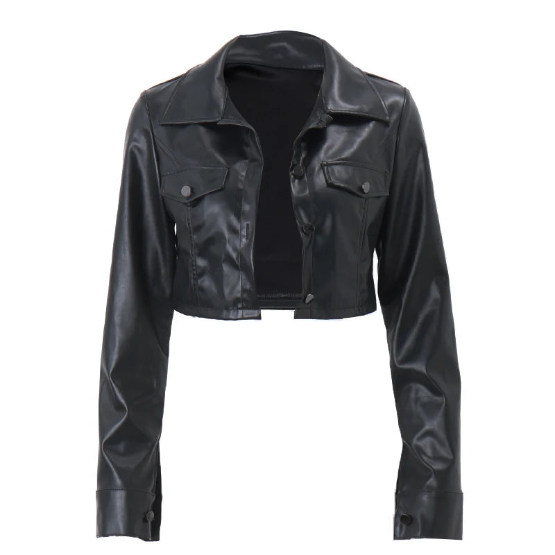 Autumn Faux Leather Short Jacket