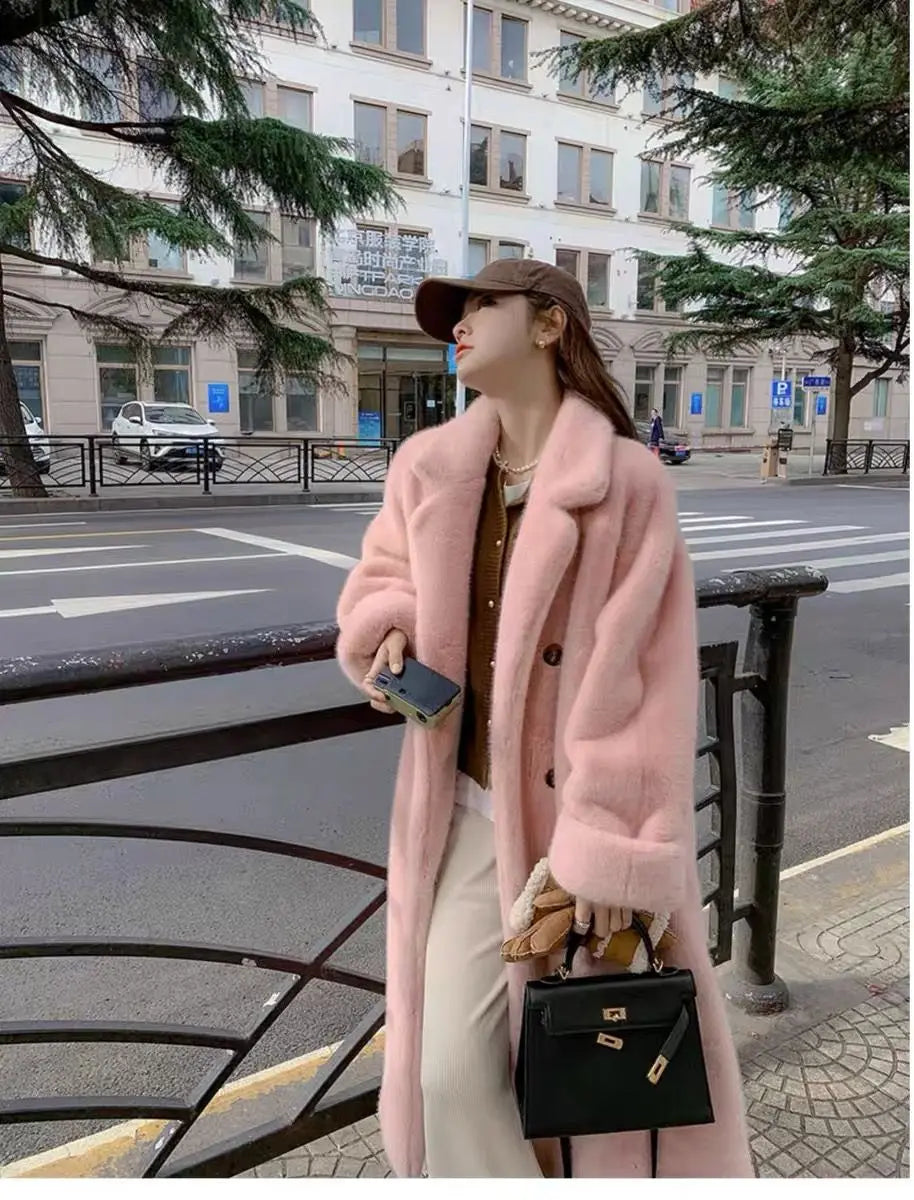 winter imitation rabbit fur thickened warm high-end environmentally friendly fur coat