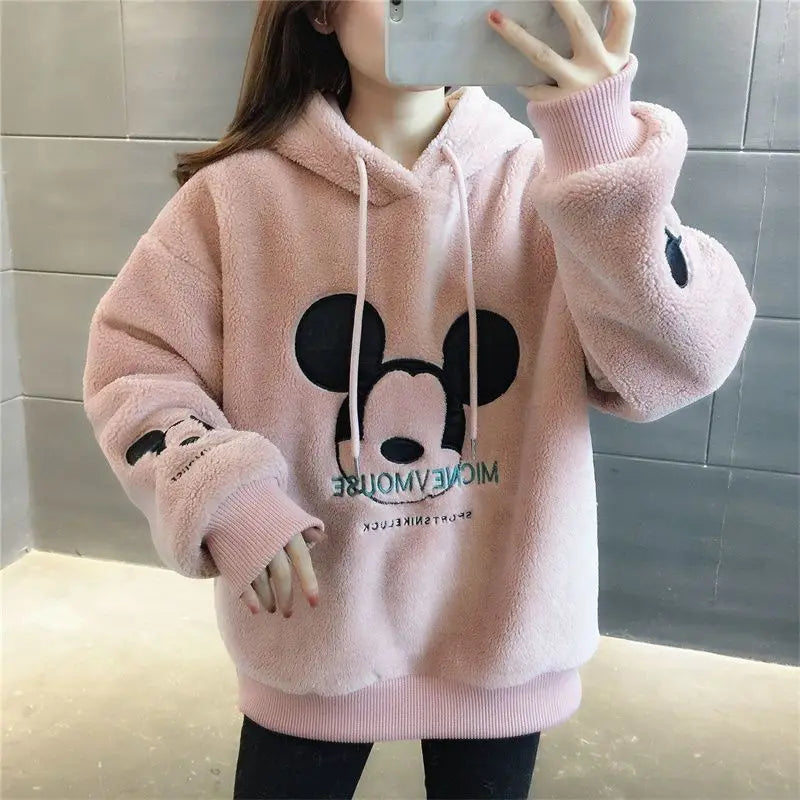 Mickey  Mouse Hoodies Women Autumn Winter Pullover Tops