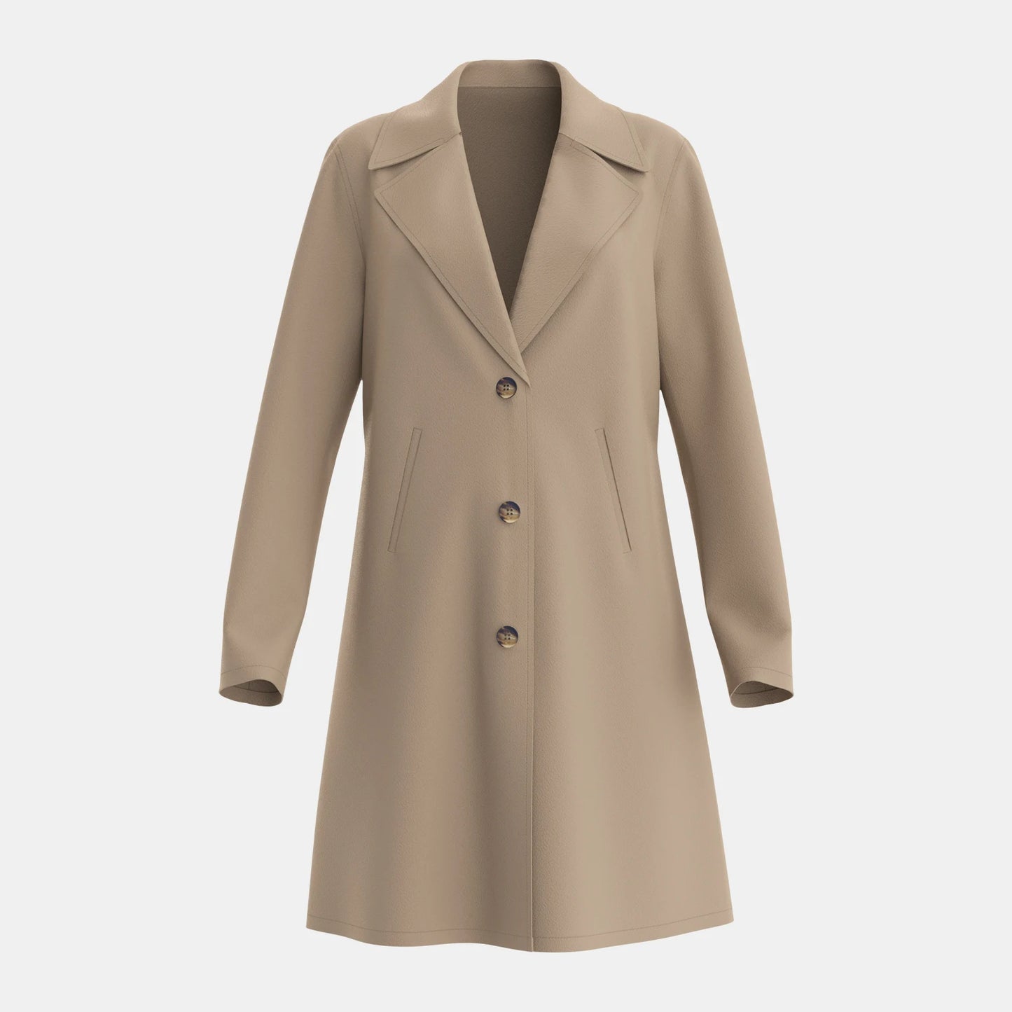 Decent Single Breasted Long Sleeve Lapel Office Lady Long Coats