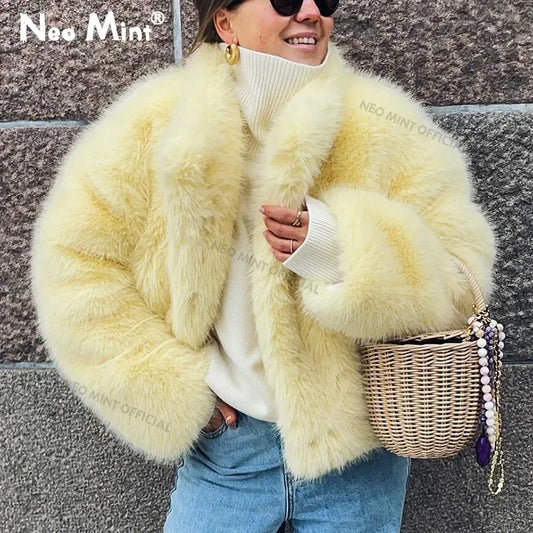 Winter Jacket Streetwear Thicken Warm Stand Collar Fox Fur Coat Outerwear