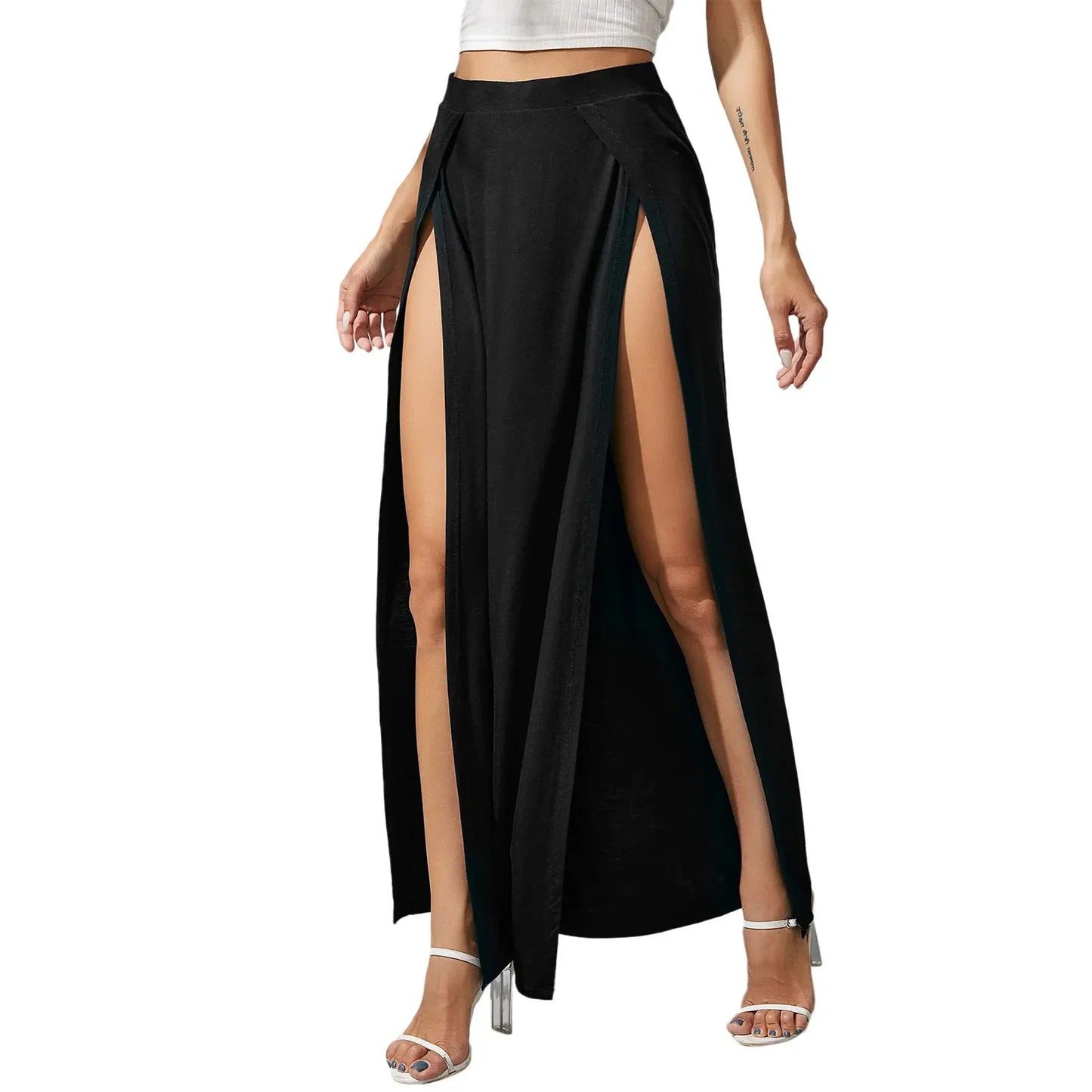 High Split Sweat Long Skirts