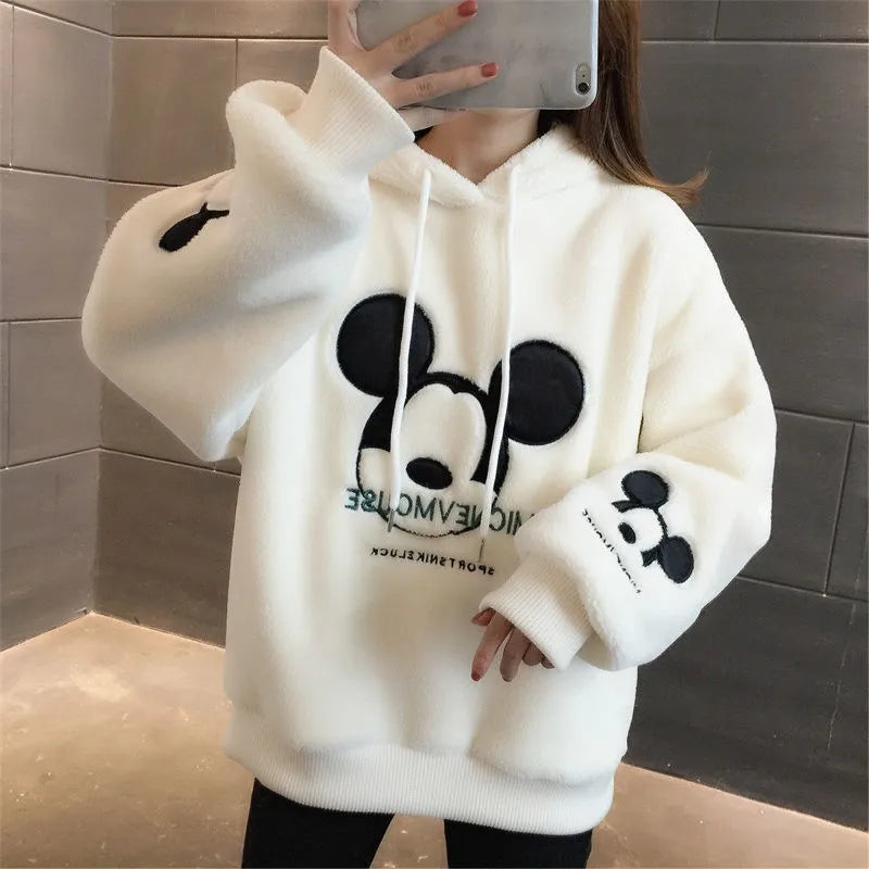 Mickey  Mouse Hoodies Women Autumn Winter Pullover Tops