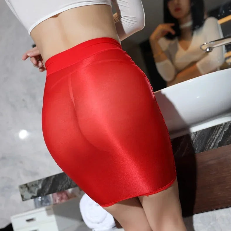 Women's Shiny Glossy Mini Skirt